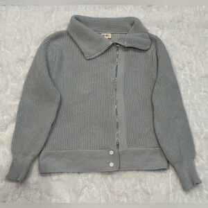 BiBi Blue/Gray Women's Zip Up Sweater Jacket